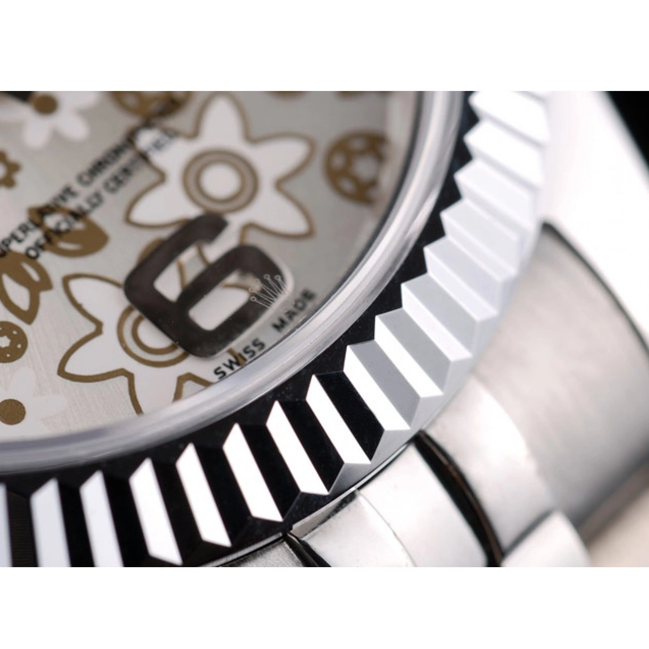 Good copy rolex watches Dial Silver Steel DateJust Rolex Ribbed Flower Stainless 41983 Bezel 0801